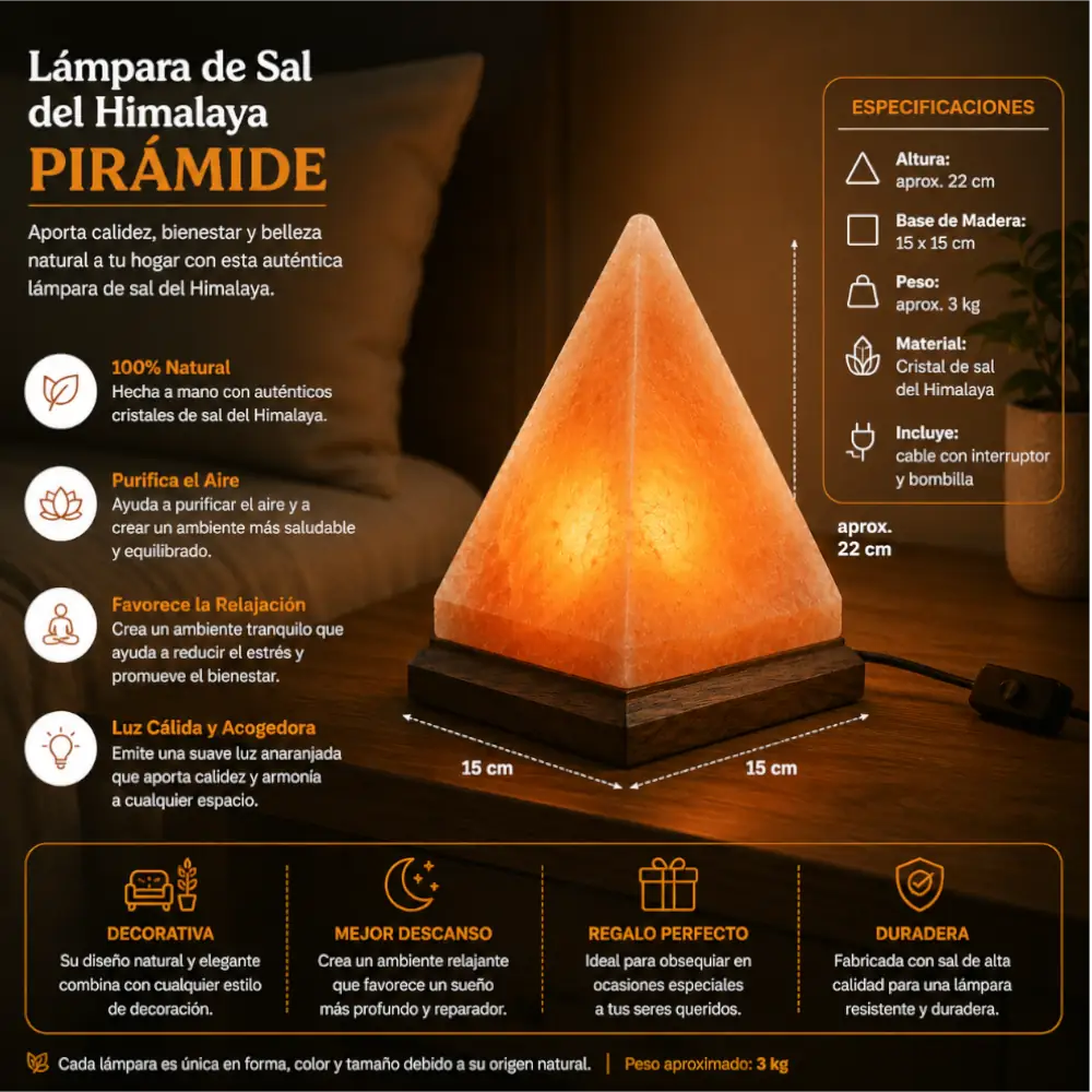 lampara de sal del himalaya piramide - specs - Marassinaperu