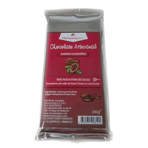 Chocolate Puro de Cacao Natural de Perú 200g