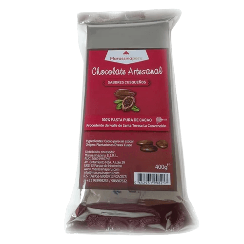Chocolate Puro de Cacao Natural de Perú 400g