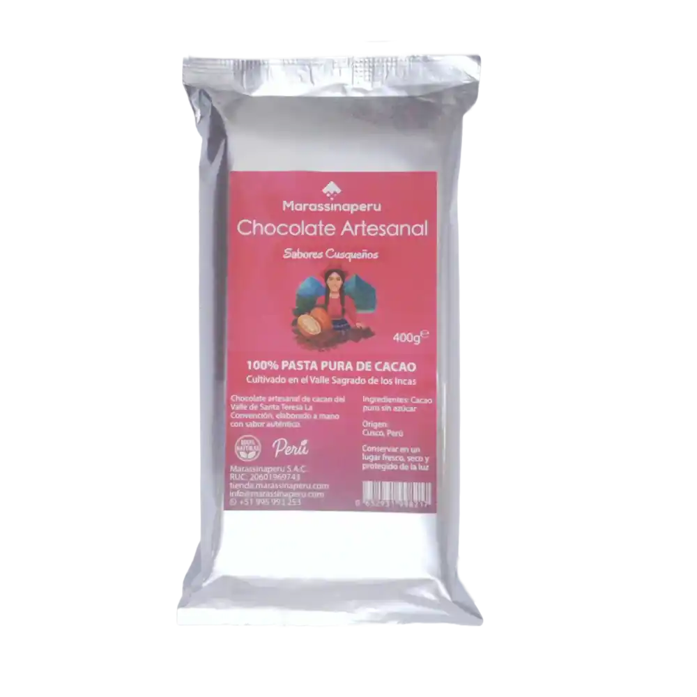 Chocolate pura de cocao Natural 400g - Marassinaperu
