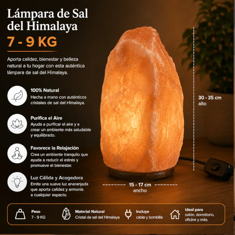 Lampara de Sal del Himlaya 7-9kg - specs - Marassinaperu