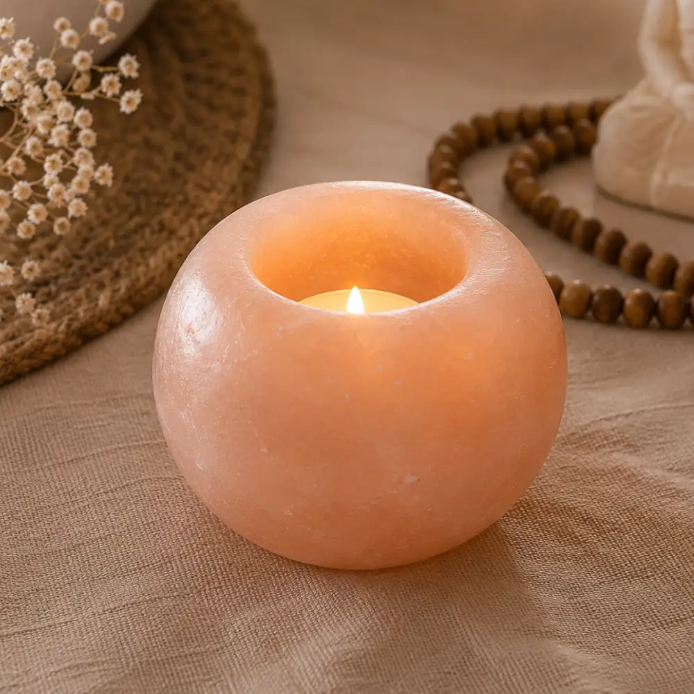 Portavelas Redondo Tea Light de Sal del Himalaya casa - Marassinaperu