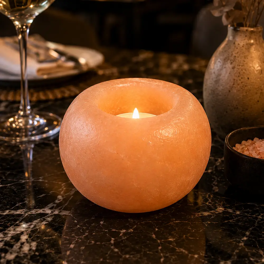 Portavelas Redondo Tea Light de Sal del Himalaya restaurant - Marassinaperu