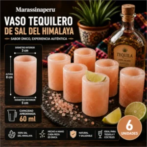 Vasos Tequileros de Sal del Himalaya Natural para Shots - 6 unidades