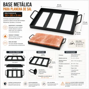 Base de Metalica para Plancha de Sal 30x20x3cm - Marassinaperu