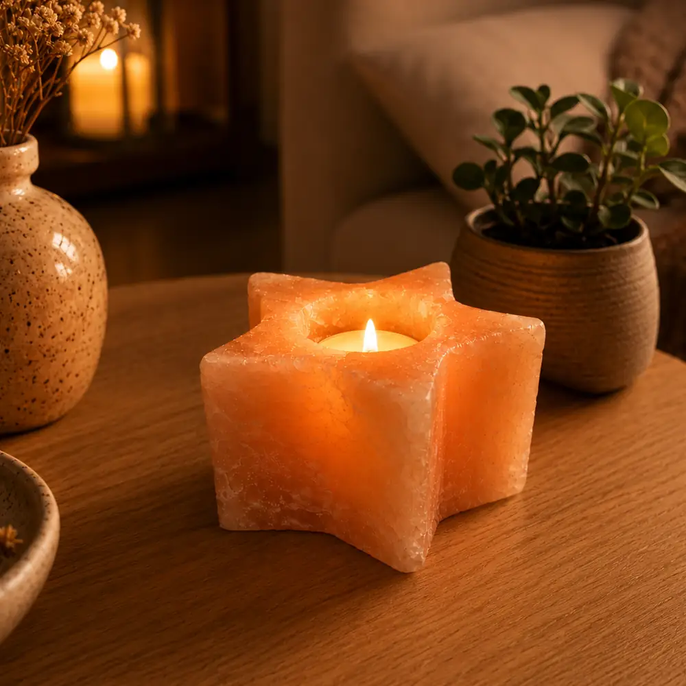 Portavelas Estrella Tea Light de Sal del Himalaya - Marassinaperu